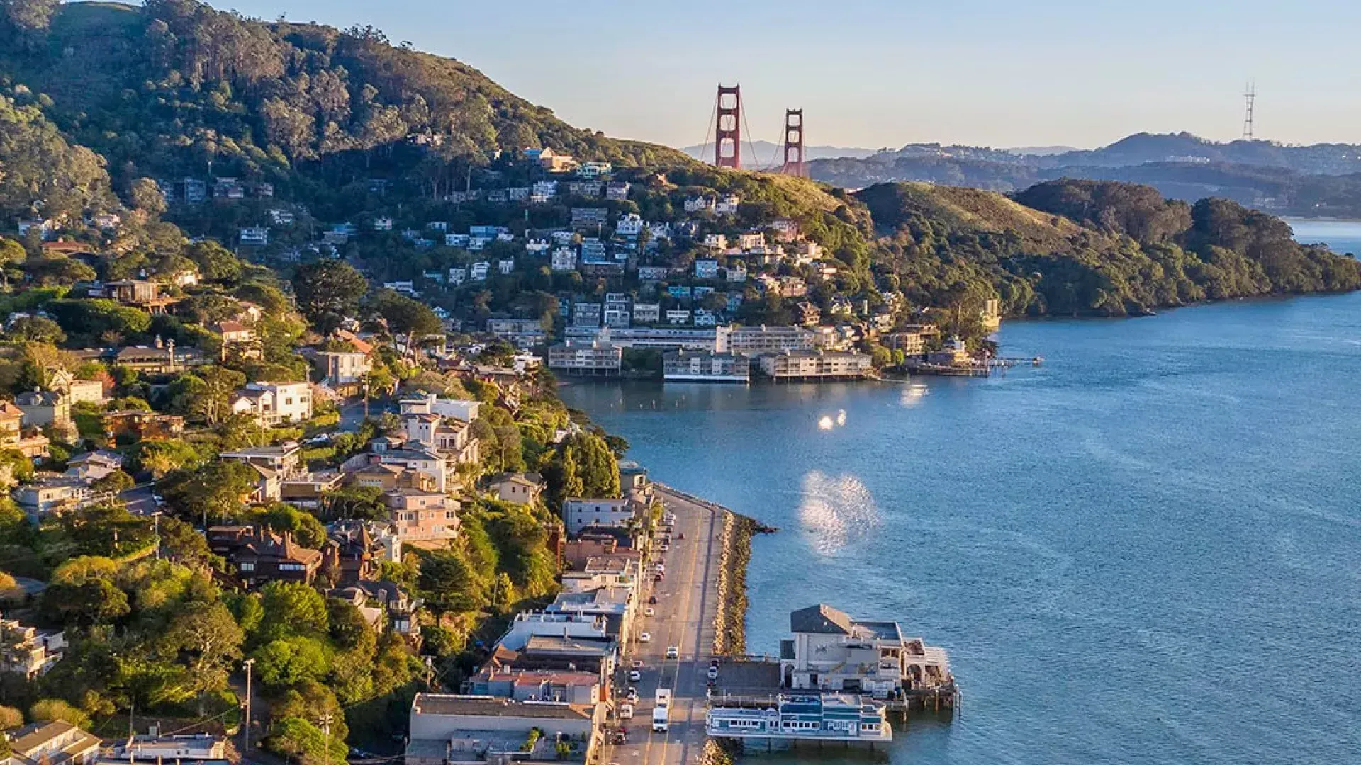 A bird's-eye view of Sausalito's waterfront.